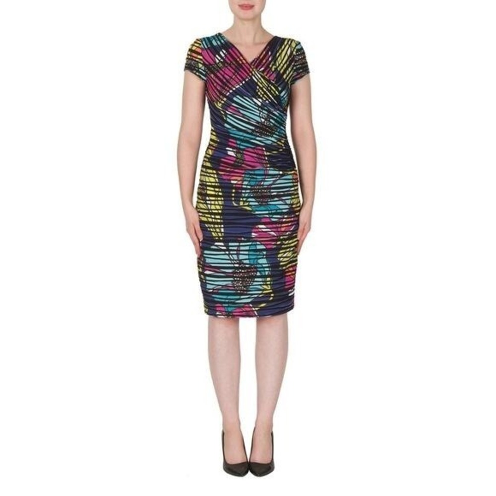Joseph Ribkoff Ruched Multicolored Dress